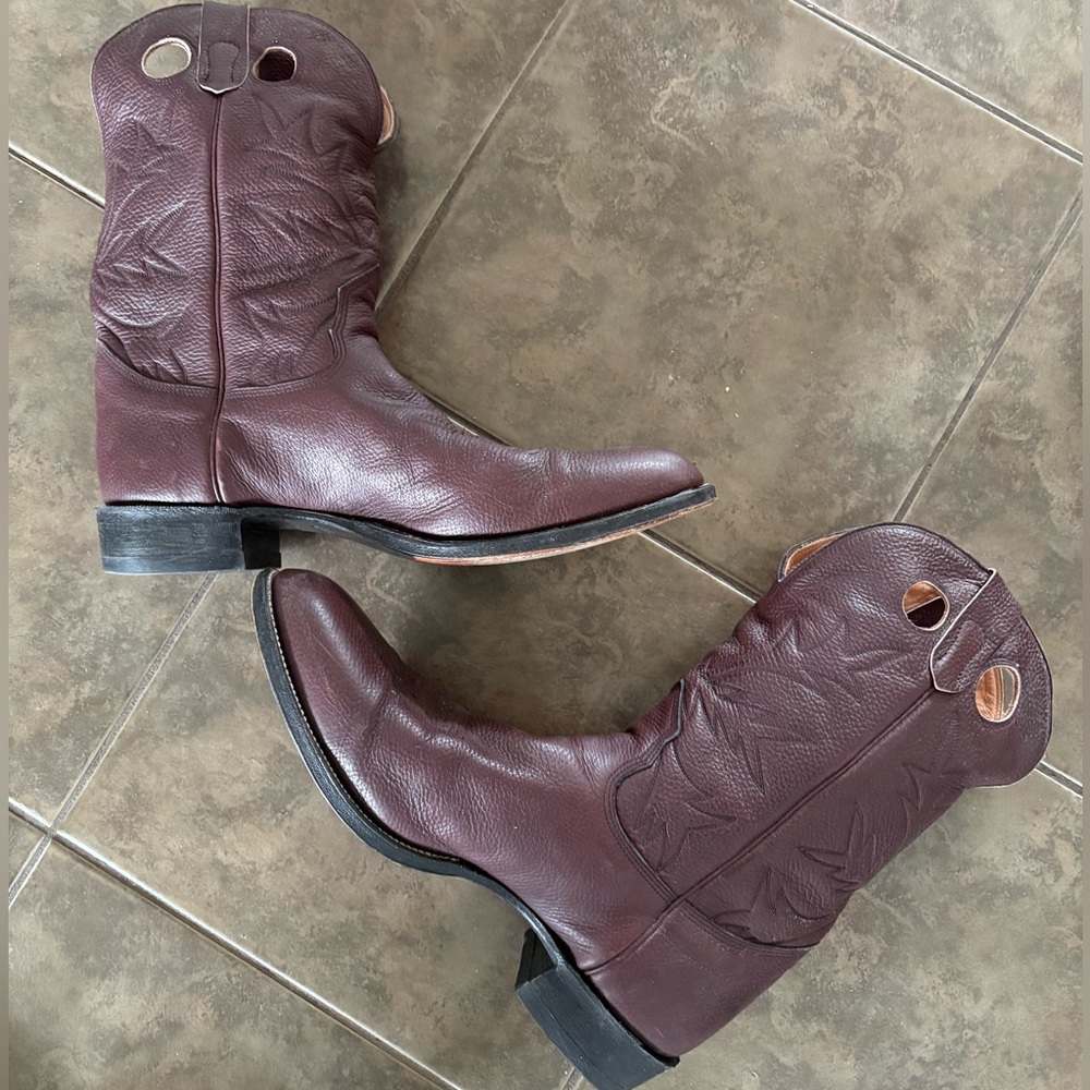 Men's Western Maroon Leather Boots